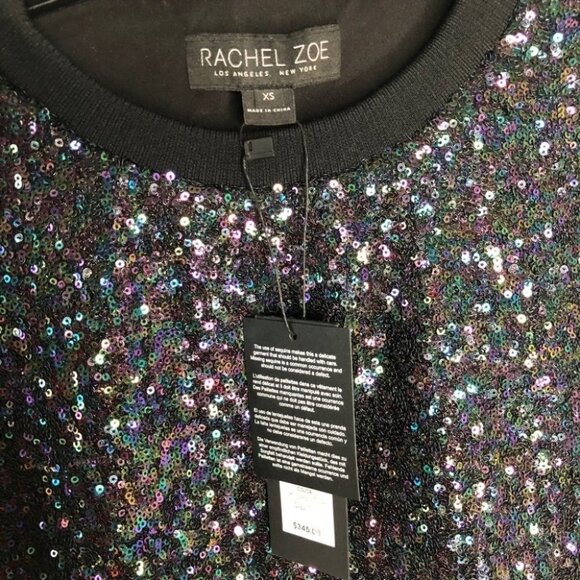 Nwt Rachel Zoe Riga Purple Iridescent Sequin  Sweatshirt Size XS - Picture 6 of 8